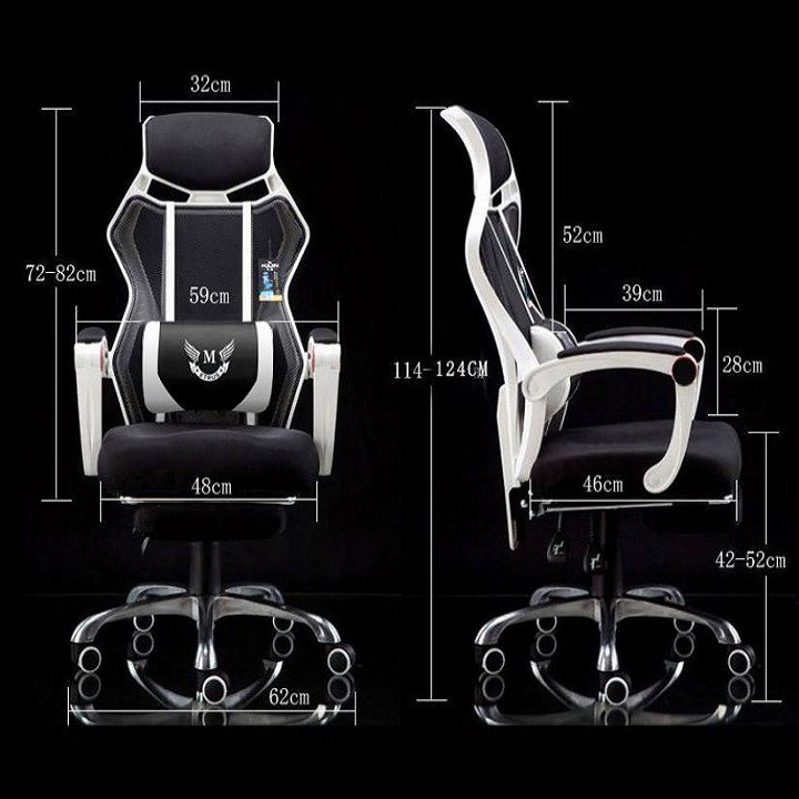 re0575 Ghế xoay văn phòng gaming thiết kế hiện đại nghiêng góc 155 độ có gác chân cực đẹp đen trắng | BigBuy360 - bigbuy360.vn