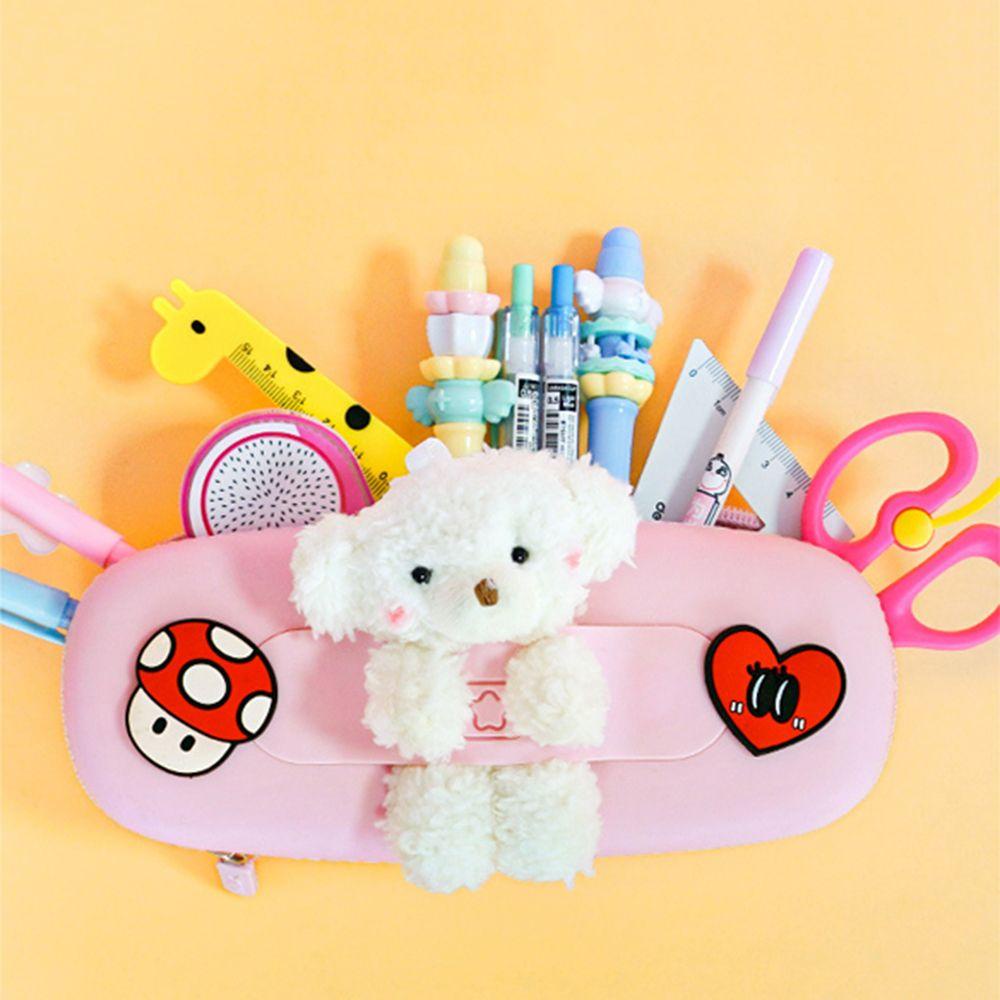 PEWANY Túi Đựng Bút Chì / Mỹ Phẩm Bằng Silicon Đa Năng Hình Gấu Hoạt Hình Phủ Lông Dễ Thương
