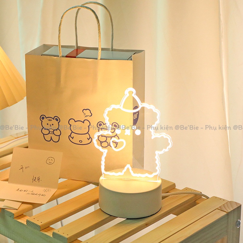 Đèn ngủ nhựa trong in hình 3d dễ thương BeBie - BP406