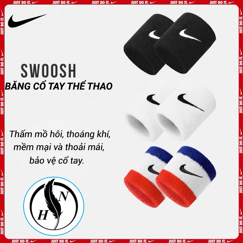 Băng cổ tay thể thao cao cấp SWOOSH, vải Cotton thấm mồ hôi, mềm mại và thoải mái khi chơi thể thao, tập gym, chạy bộ