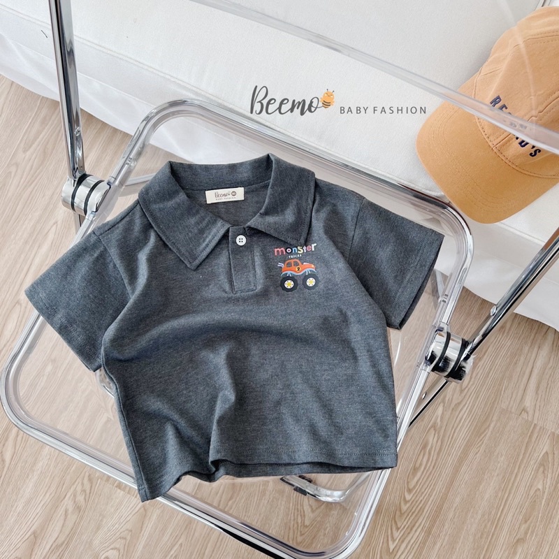 Áo polo cotton Beemo hoạ tiết siêu xe quái thú, chất cotton co giãn mềm mịn, size 9-23kg