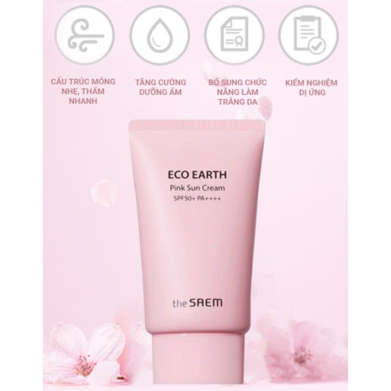 Kem chống nắng The seam Eco Earth hồng pink sun cream