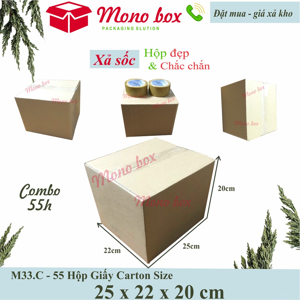 Bộ 55 thùng giấy carton 25x22x20