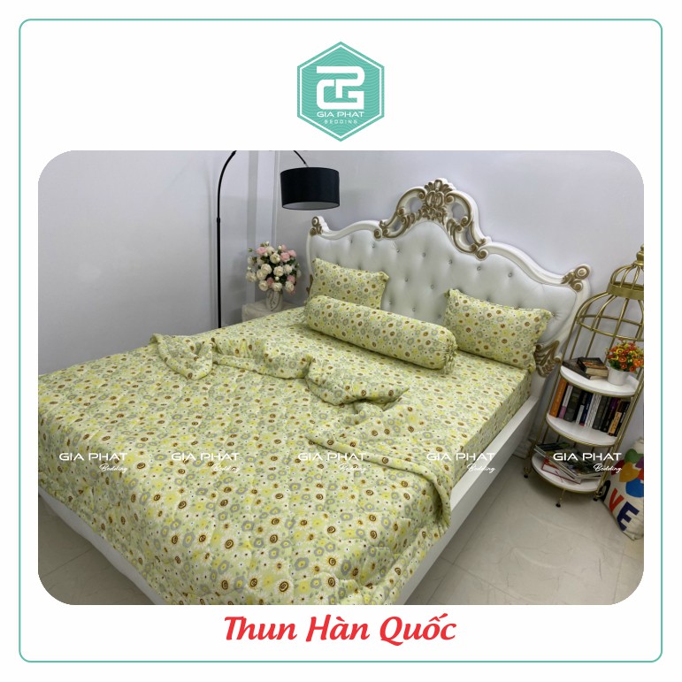Bộ ga gối Thun Lạnh Hàn Quốc { 4 Món } họa tiết Bông Cúc ( 1 ga bọc + 2 vỏ gối nằm + 1 vỏ gối ôm ) | BigBuy360 - bigbuy360.vn
