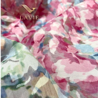 Vải Organza Hoa Lan dệt lụa cao cấp nhà Lavie suôn mềm, sang trọng, vải may váy đầm, dạ hội