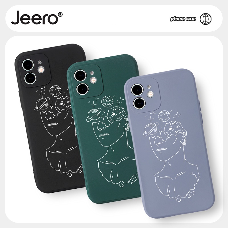 Ốp điện thoại Jeero HFF117 viền vuông đẹp lạ thích hợp cho iPhone 13 12 11 PM SE 20 X XR XS 8 7 6 6S +