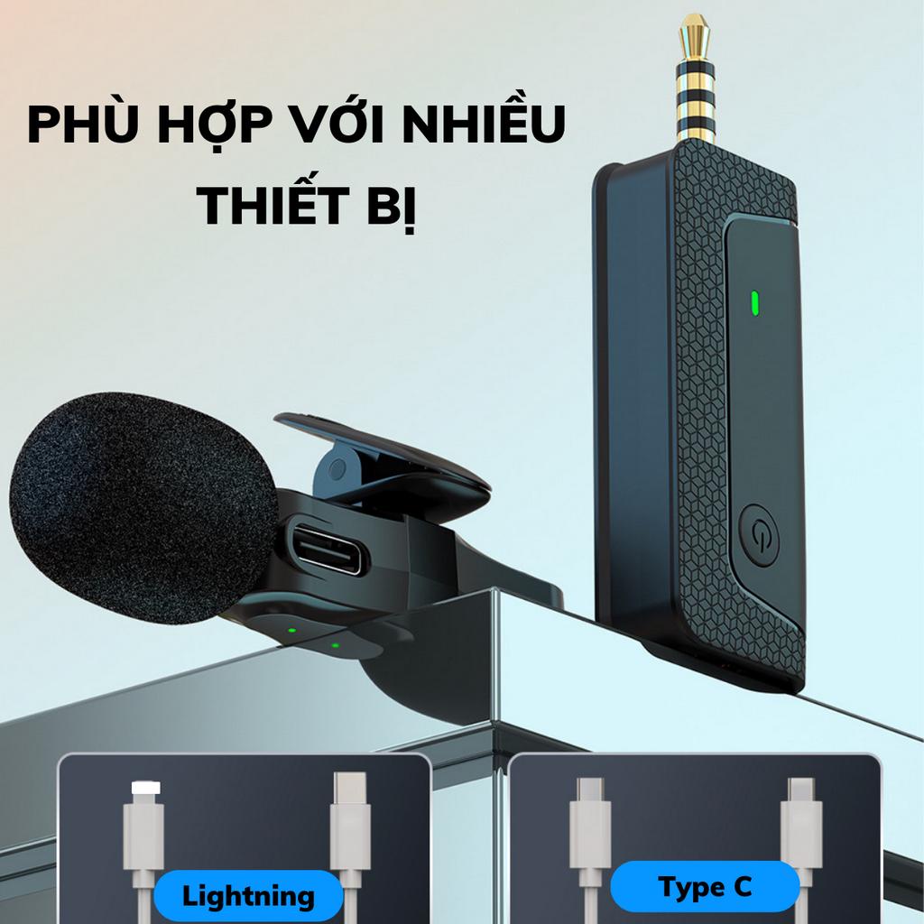 Mic Thu Âm Micro Không Dây Cài Áo Chân 3.5mm Dành Cho Điện Thoại K35Pro