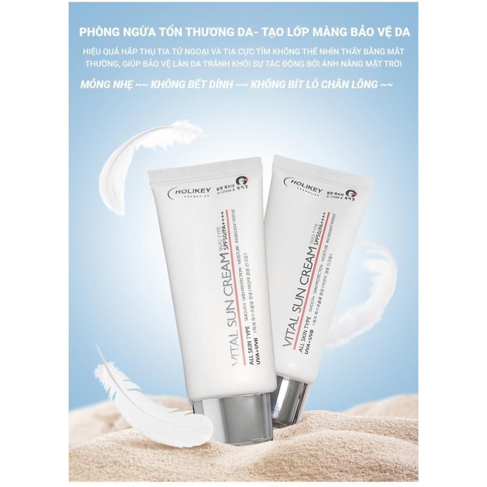 Kem chống nắng nâng tone giúp bảo vệ trắng sáng da chống trôi nước Holikey Vita Sun Cream W/OTYPE SPF50/PA++++ 70ml