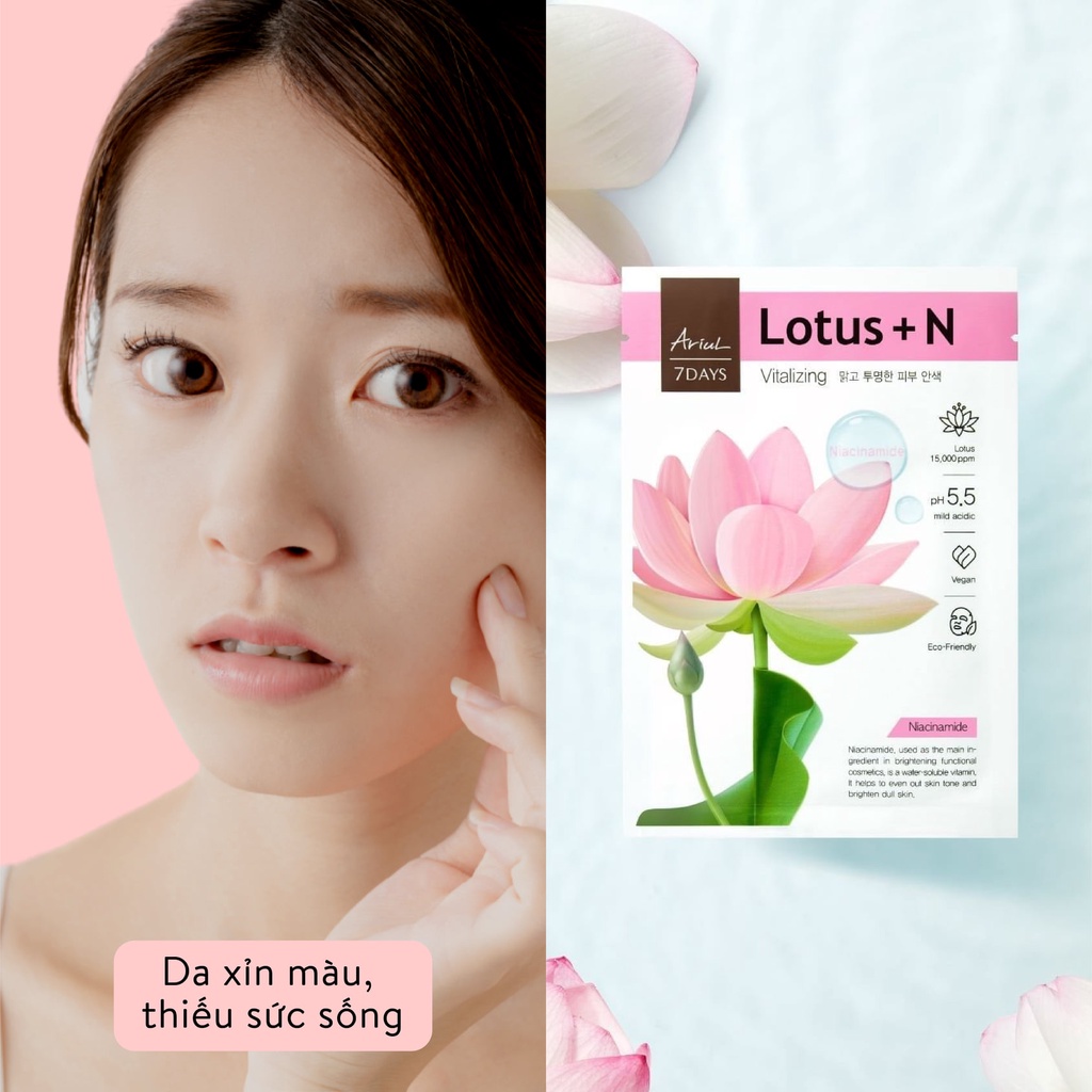 [HSD T8/2024] Mặt nạ ARIUL 7 DAYS MASK Hoa sen LOTUS + N (Niacinamide) 23ml