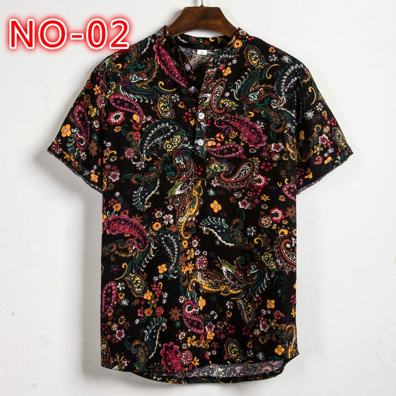 Spring and Summer New Men's Fashion Printed Large Short Sleeve Shirt for Men 01