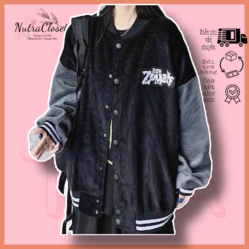 Áo khoác nhung bomber ulzzang nam nữ feedback tấm cuối
