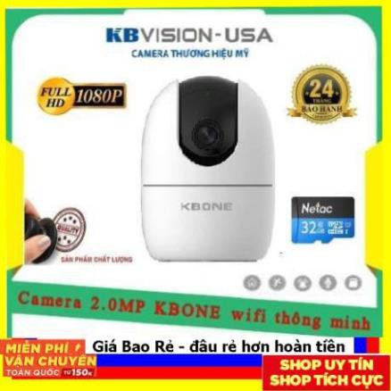 Camera Kbone H21PW 2.0Mp/ 1080P - Xoay 360 độ - chuẩn H.265 Chính hãng KBvision + Kèm thẻ nhớ 32GB