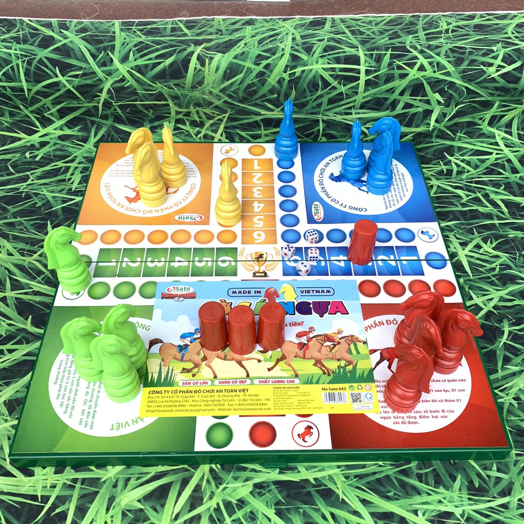 Bộ Cờ Đua Ngựa Board Game Vui Nhộn Có Hộp Đựng Kiêm Bàn Cờ Chính Hãng Sato Loại Lớn