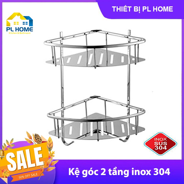 [TẶNG KEO DÁN] Kệ Góc Đựng Sữa Tắm Dầu Gội Trong Nhà Tắm INOX 304 - 2 Tầng ĐÁNH BÓNG ĐẸP