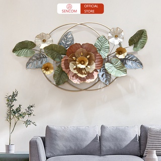 Tranh sắt treo tường nghệ thuật, trang decor trang trí hoa 2 vòng xanh lá đẹp cao cấp - 2150