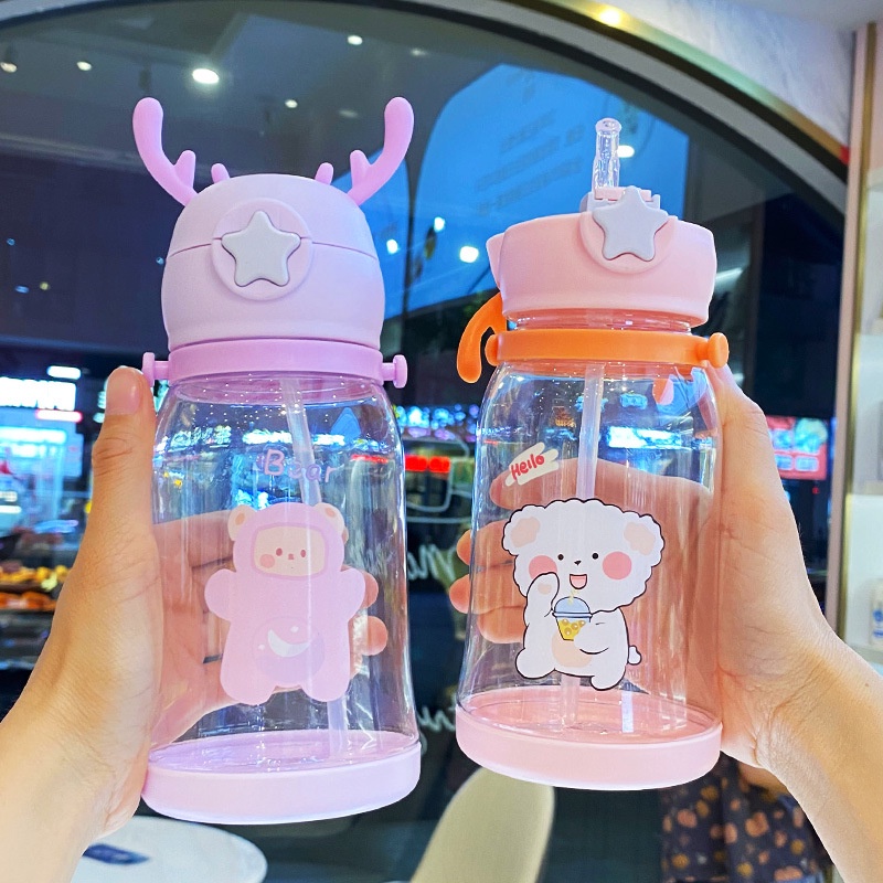 Bình Nước 600ml Hình Sừng Hươu Dễ Thương