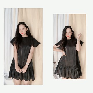 Đầm suông tơ oganza bèo chân