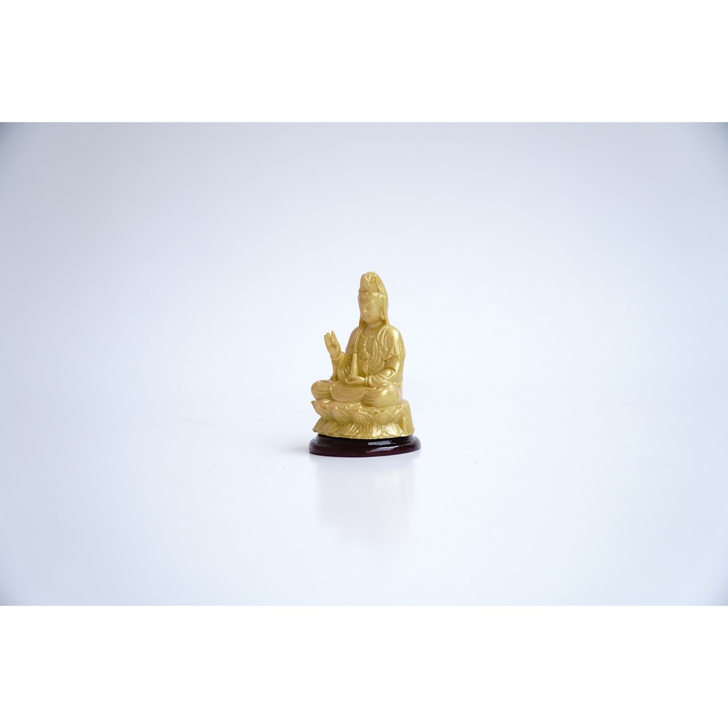 Tượng Phật Bà Quan Thế Âm Bồ Tát ngồi nhũ vàng đặt xe, bàn thờ - Cao 6cm | BigBuy360 - bigbuy360.vn