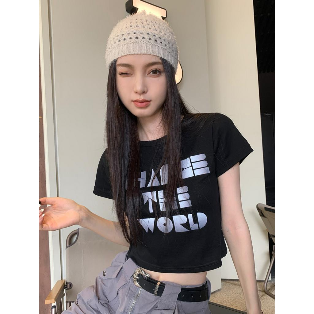 Áo Thun Cộc Tay Dáng Ôm In Họa Tiết 62568