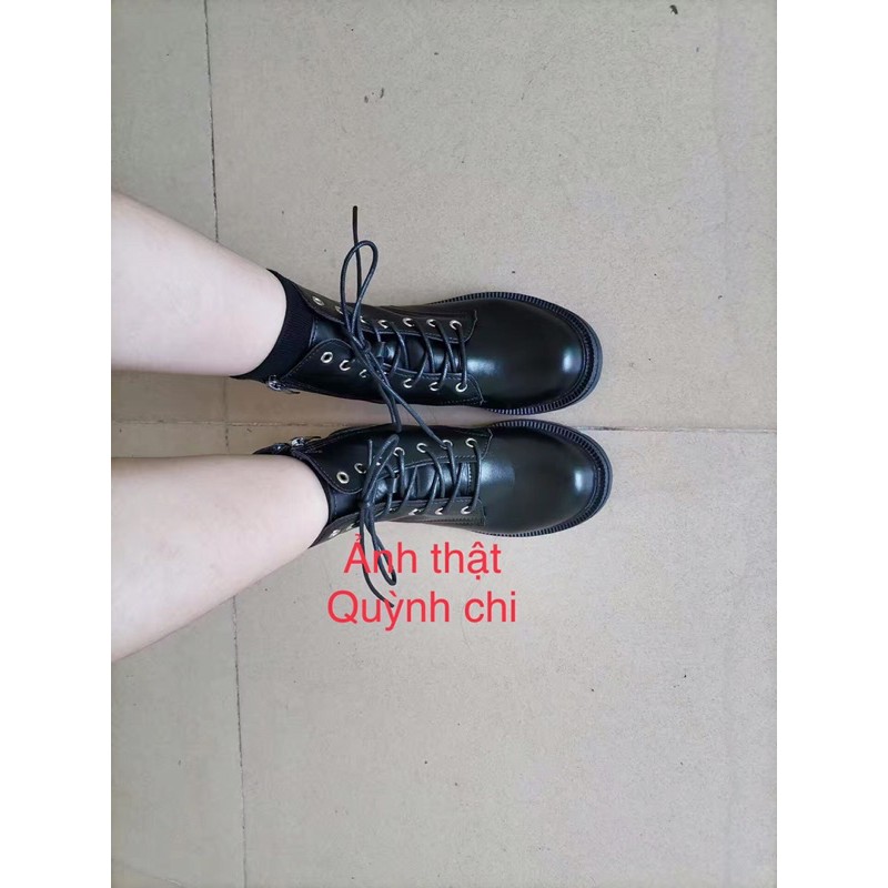 Boots Da Cao Cổ Buộc Dây Có khoá kéo kèm ảnh thật | BigBuy360 - bigbuy360.vn