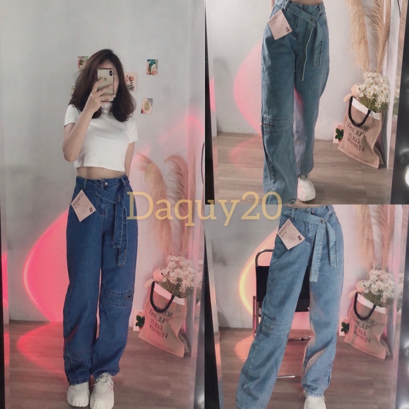 Quần bò kèm đai rách sườn chân xuông⚡️FREESHIP EXTRA⚡️quần JEANS rách sườn chân kèm dây cool ngầu, cá tính | WebRaoVat - webraovat.net.vn