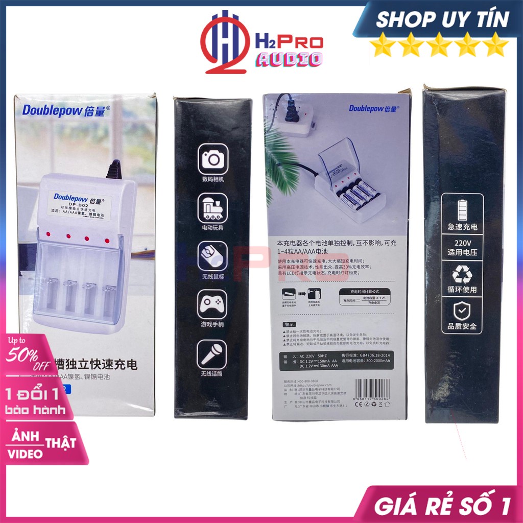 Pin Sạc Doublepow Aa 3200Mah 1.2V, Sạc Pin Chính Hãng Doublepow Cho Mic Không Dây, Máy Ảnh, Điều Khiển-H2Pro Audio
