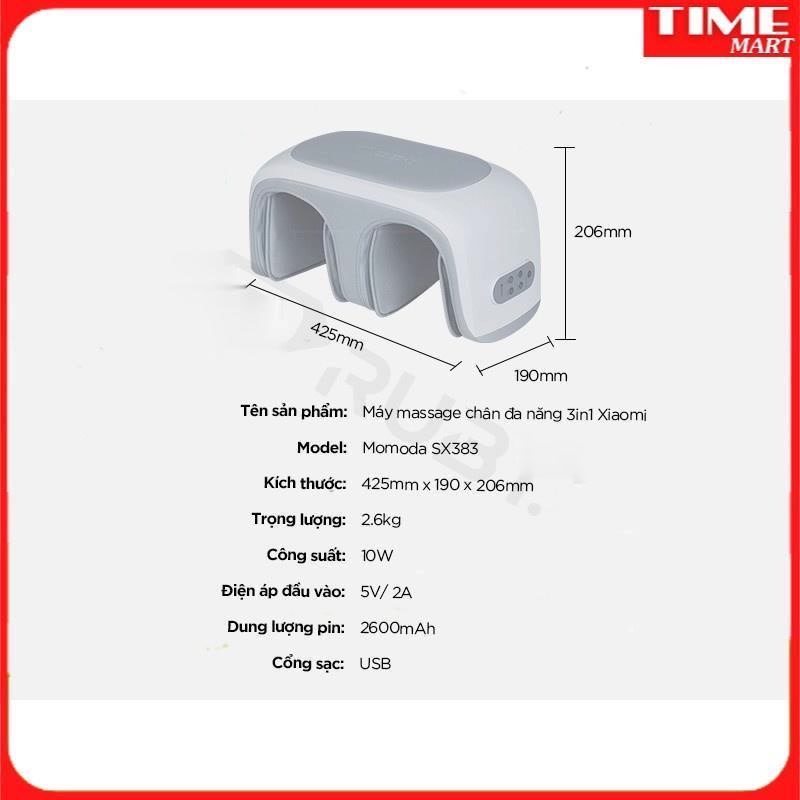 [CHÍNH HÃNG] Máy Massage chân đa năng 3IN1 XIAOM ISX383. Cơ chế mát xa máy có 6 nhóm túi khí quanh đầu gối [TIME_MART]