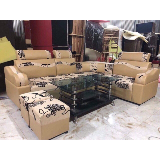 Sofa 4 cục da pha nỉ + bàn giá cực rẻ