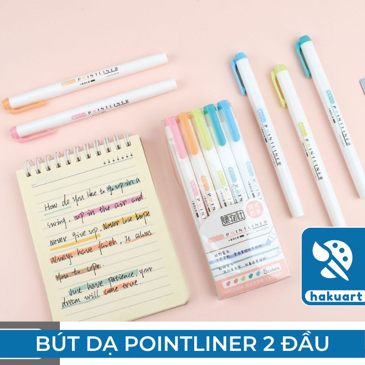 Bút Dạ POINTLINER 2 Đầu ghi chú, đánh dấu, trang trí sổ tay - Họa Cụ Hakuart