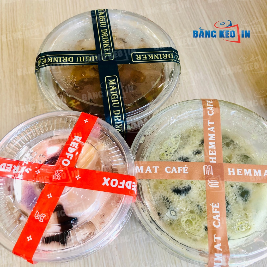 Băng keo in dán nắp ly, nắp hộp 12mm, 15mm
