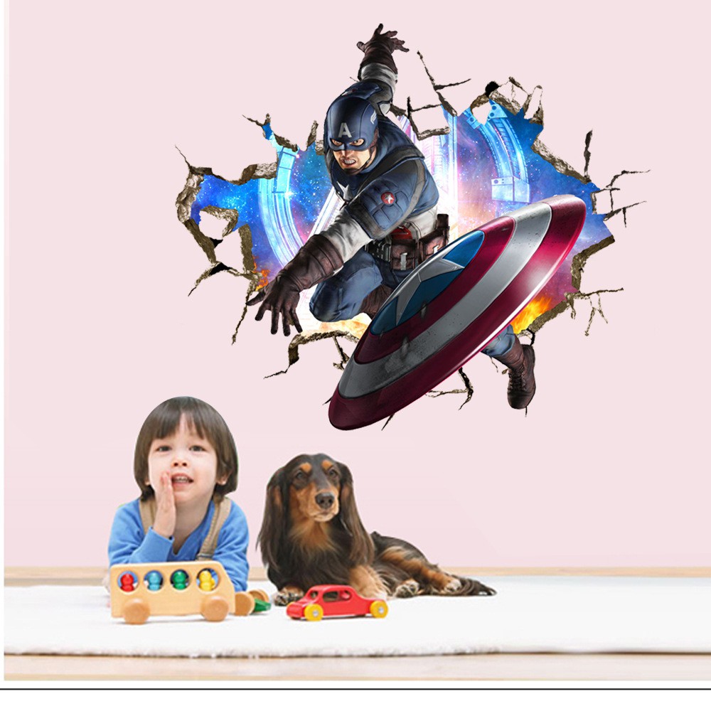 Decal 3D Captain American - decal biệt đội siêu anh hùng Marvel - decal đội trưởng Mỹ