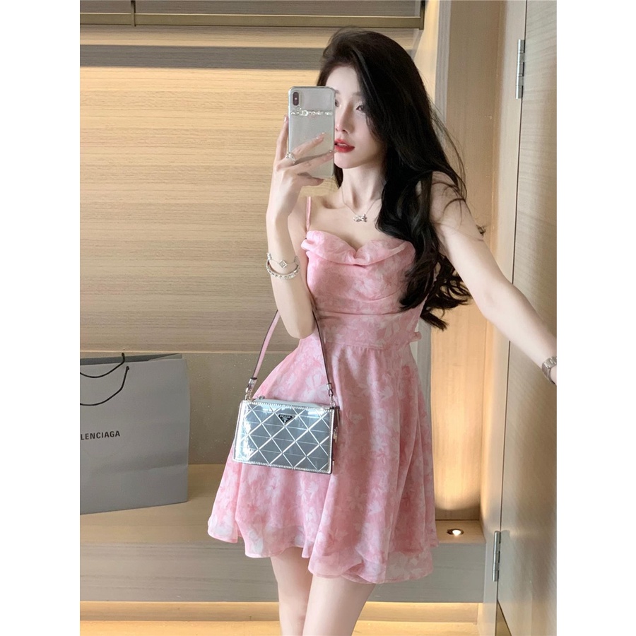 Jane Đầm hoa voan hồng tiểu thư mùa hè ẢNH THẬT CUỐI