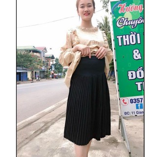 Chân Váy bầu xếp ly có size cho mẹ bầu từ 45-70kg V51