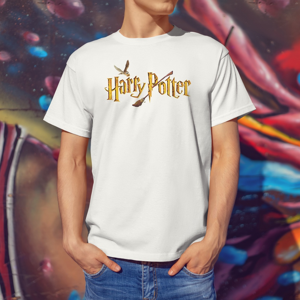 Áo thun Icotton basic hình Harry màu trắng P1025T