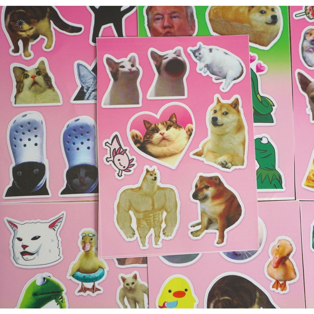 sticker Meme dán mũ bảo hiểm dán sổ tay chống nước | Chất liệu PVC chống nước cắt sẵn từng hình