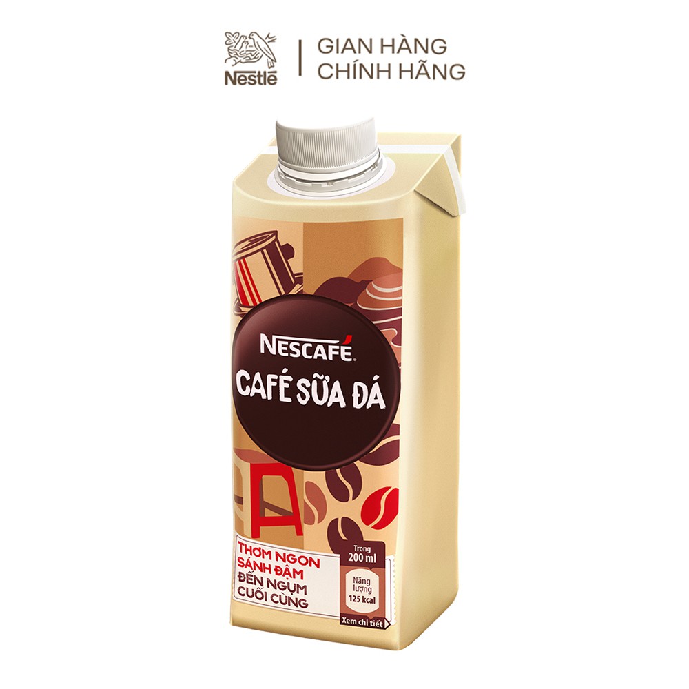 Thùng 24 hộp cà phê uống liền Nescafé cà phê sữa đá (hộp 200ml)