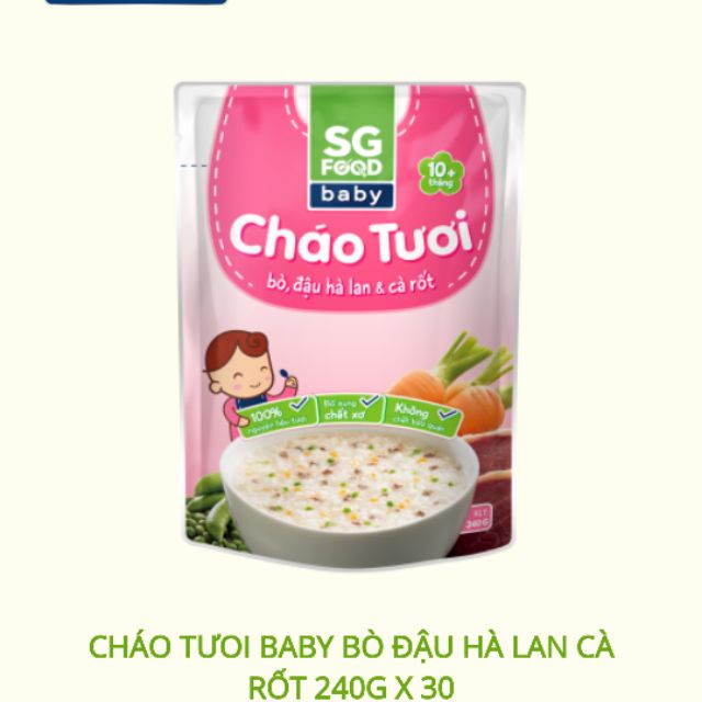 (Date T4/22) Cháo tươi baby bò, đậu hà lan, cà rốt SG Food