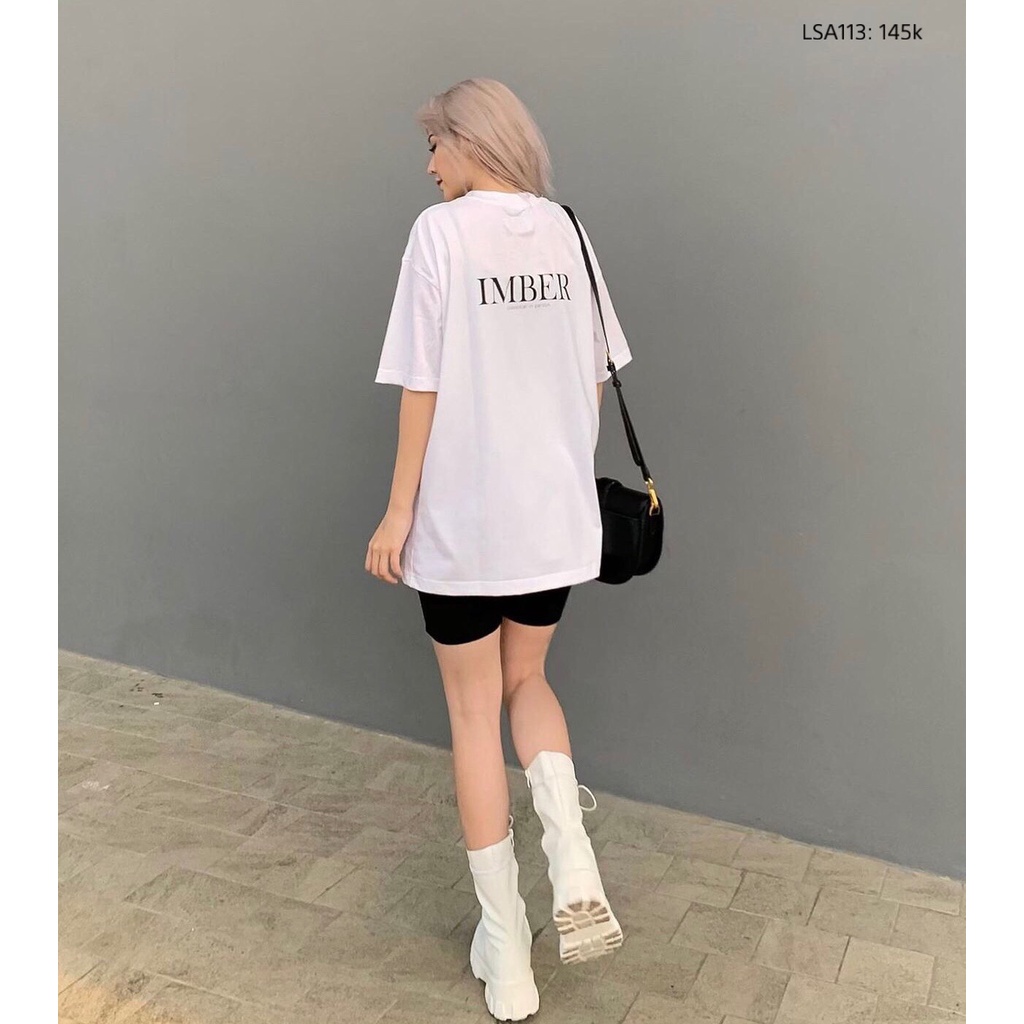 Set Áo Phông In chữ IMBER form Rộng Quần Thun Ôm Legging Ngố CHIBEST LSA113