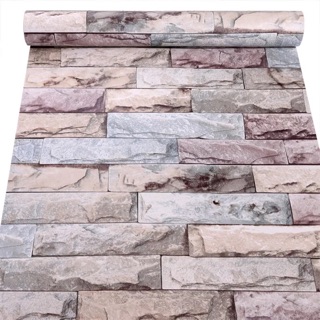 Giấy dán tường tường đá thẻ nhiều màu 10mx45cm có keo