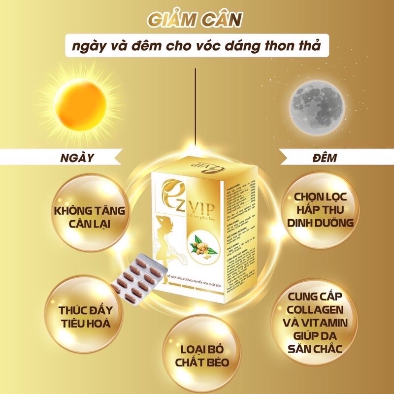 Giảm Cân Ez Vip Chính Hãng. mua 1 hộp tặng 1 hộp VitC ++