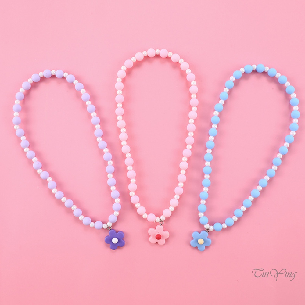 GETNOIVAS Vòng cổ Mặt Hình Hoa Đính Ngọc Trai Trắng Dễ Thương Cho Nữ