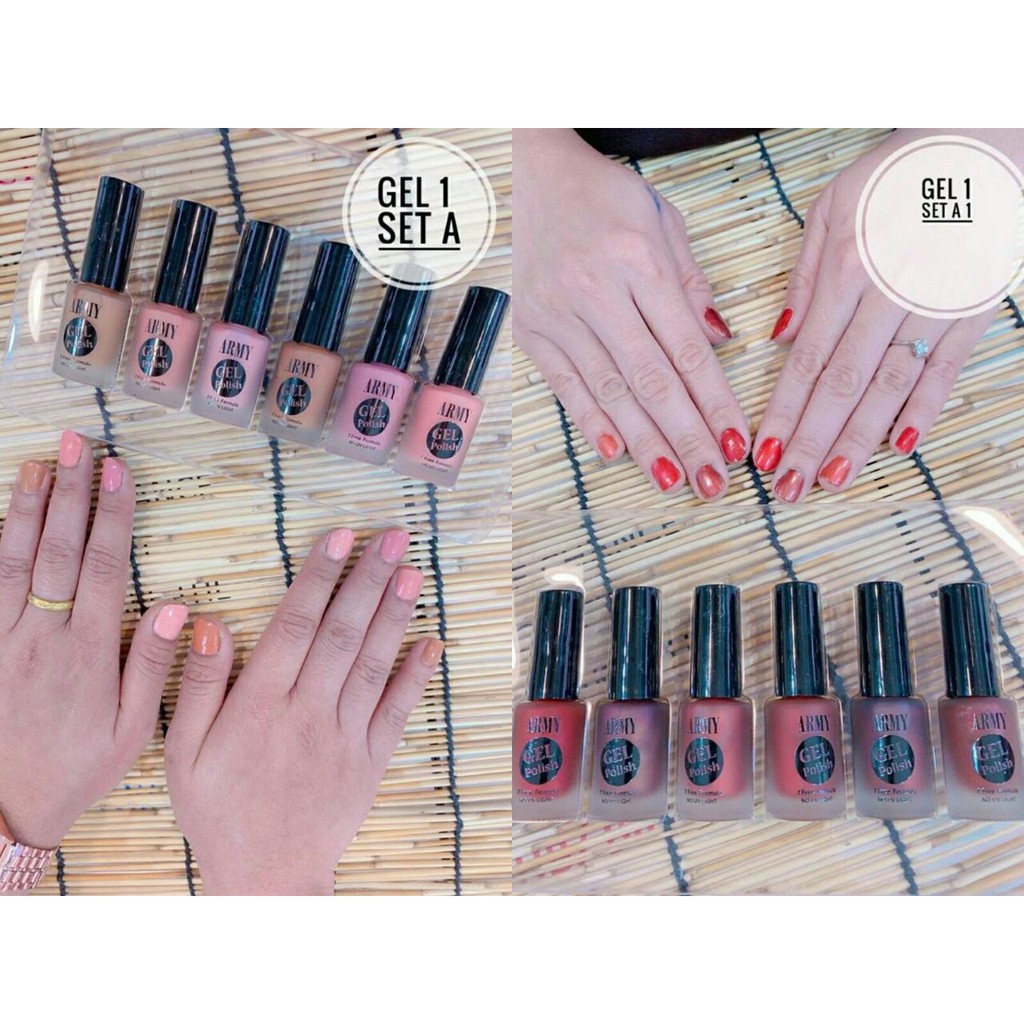 (Set 6 chai) Sơn móng tay lột không độc hại cao cấp ARMY GEL POLISH Thái Lan