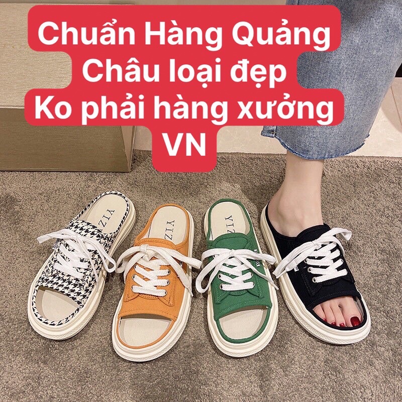 Dép quai ngang nữ, giày sục hở mũi buộc dây TQXK hàng loại đẹp cực chất thời trang mùa hè năng động