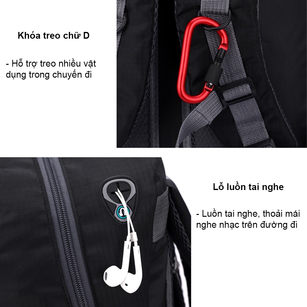 Balo đi phượt size lớn 40L, đi leo núi Alaska, balo du lịch vải dù chống nước, siêu nhẹ