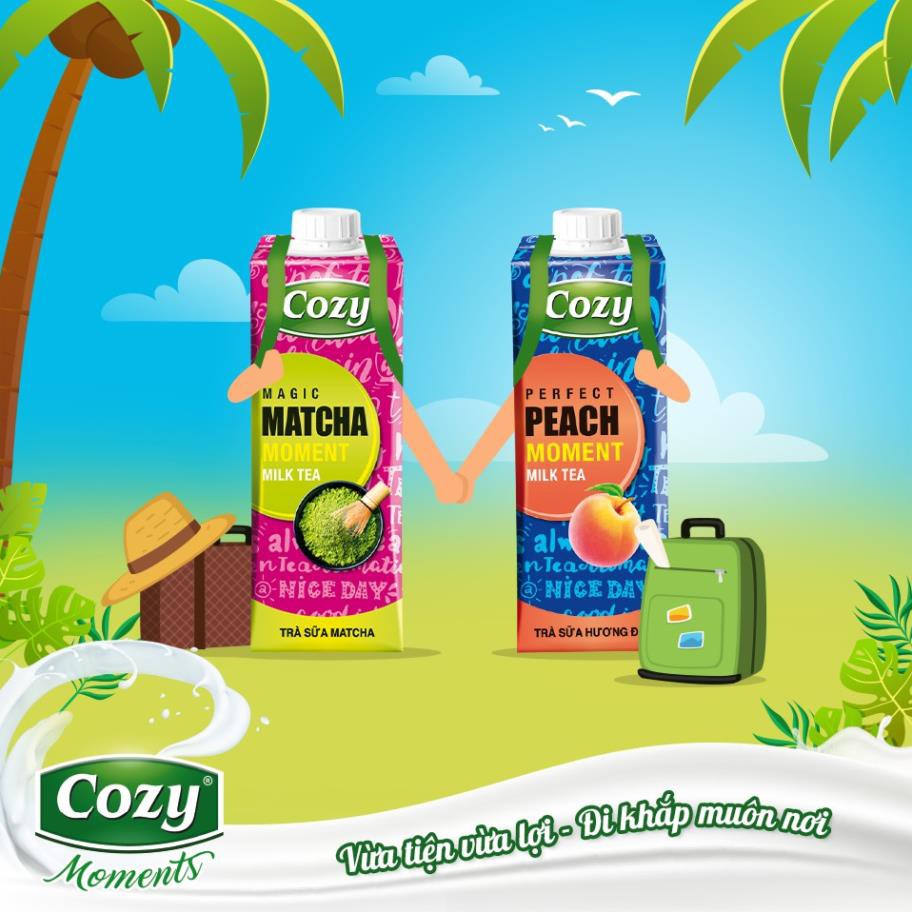 (5 vị) Lốc 4 hộp Trà trái cây & trà sữa Cozy 225ml/ hộp