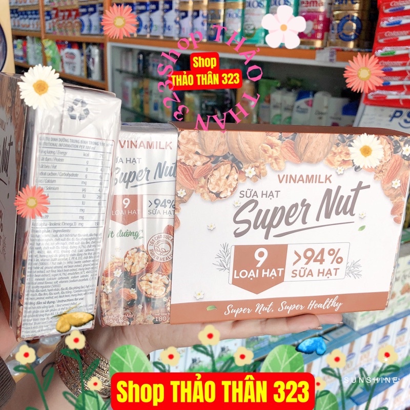 Sữa Super Nut Vinamilk 9 Loại Hạt Cao Cấp 180ml (1 lốc x 4 hộp)