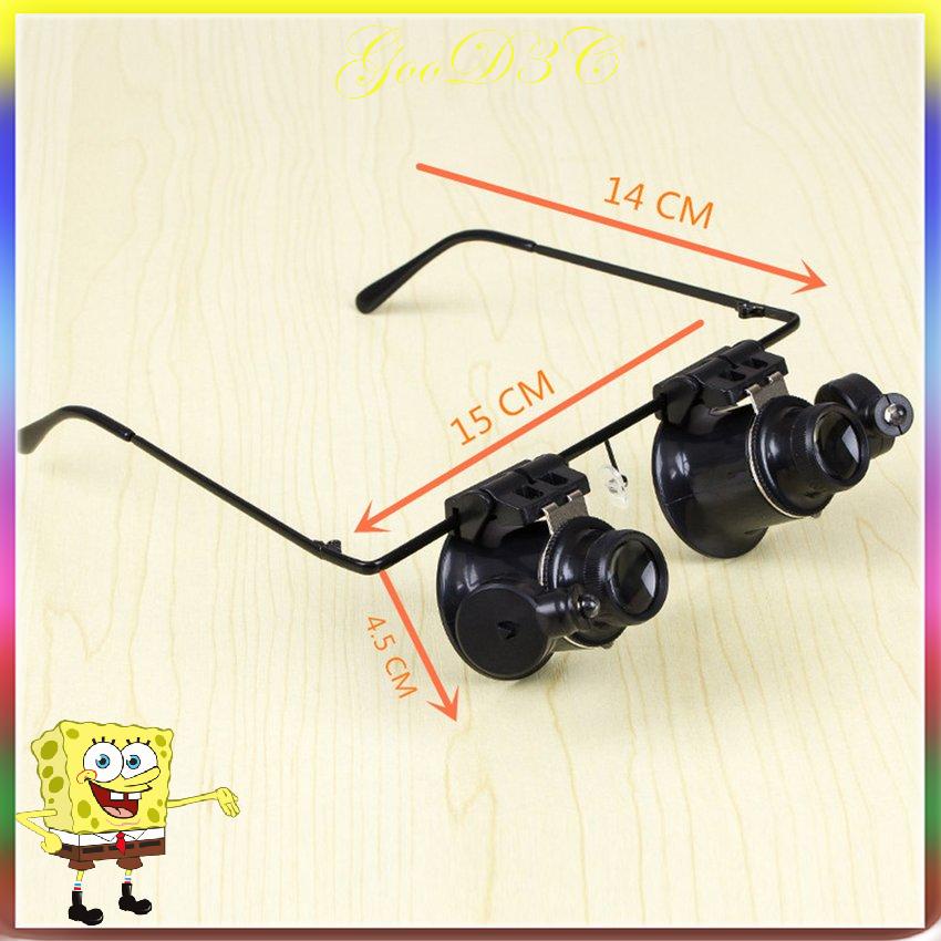 Kính lúp phóng đại 20 lần có đèn LED dùng để sửa chữa đồng hồ tiện dụng