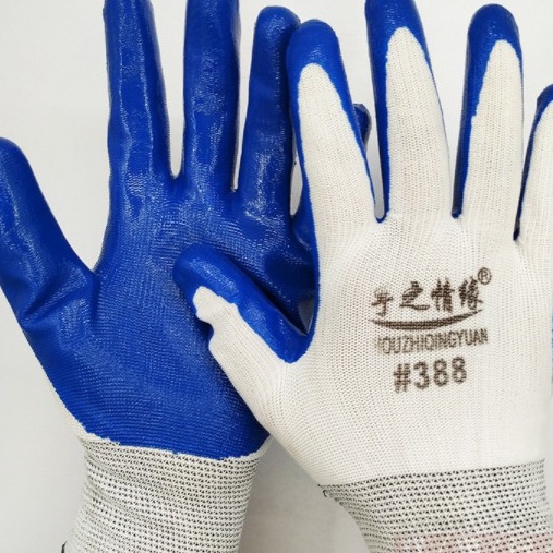 Găng Tay Bảo Hộ Lao Động Phủ Sơn Xanh Mã 388 Được Trang Bị Cho Công Nhân Bốc Xếp Hàng Hoá Xây Dựng...