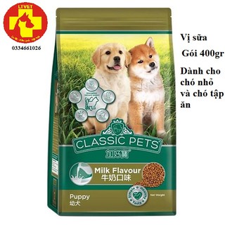 Thức ăn hạt Classicpet puppy 400gr cho chó nhỏ và chó tập nhai vị sữa