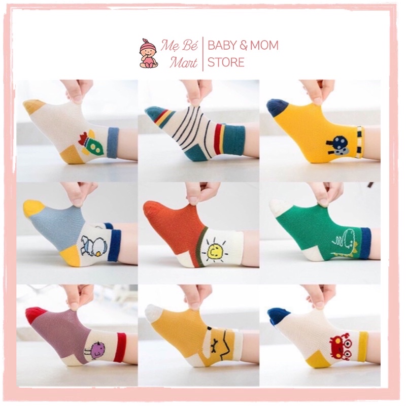 Set 5 Đôi Tất Lưới Hoạt Hình Cao Cổ Cho Bé 1-4Y